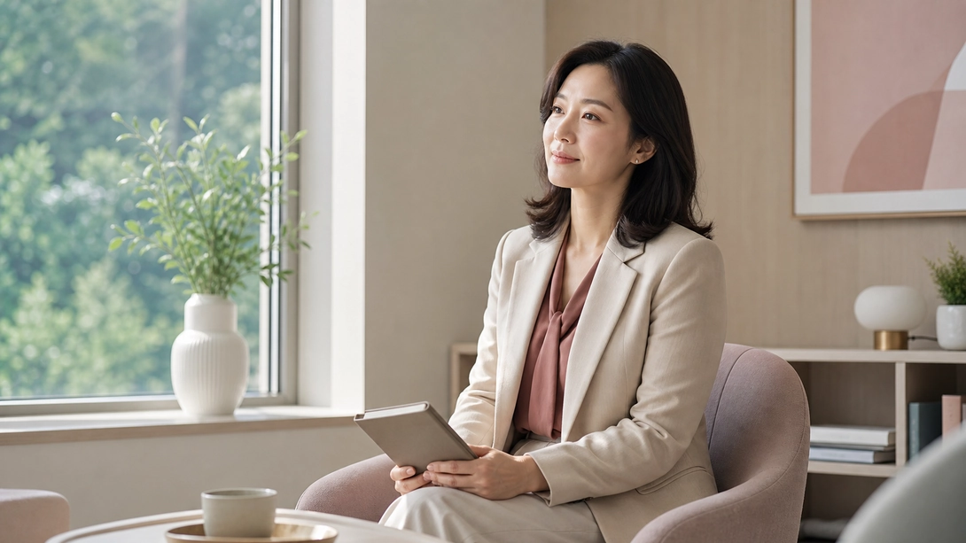 외음부가 반복해서 찢어질 때 상담과 평가를 준비하는 여성을 표현한 의료 일러스트