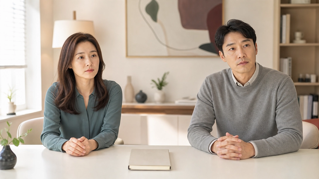 자면서 자위한 행동을 수면 문제로 상담하는 한국인 부부의 의료 이미지