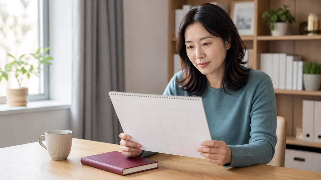 골반 통증과 월경 주기 기록 월경과 통증의 시간표를 기록하는 한국인 여성의 의료 이미지