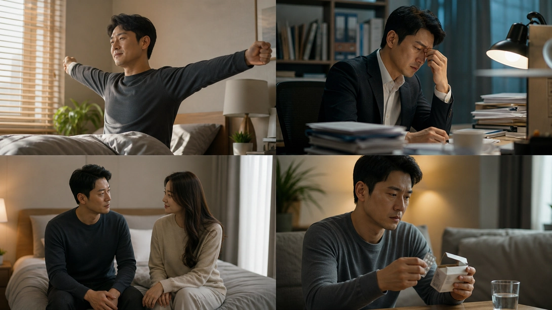 상황별 성반응 차이 수면 스트레스 관계 약물 맥락을 나눈 한국인 남성의 의료 이미지