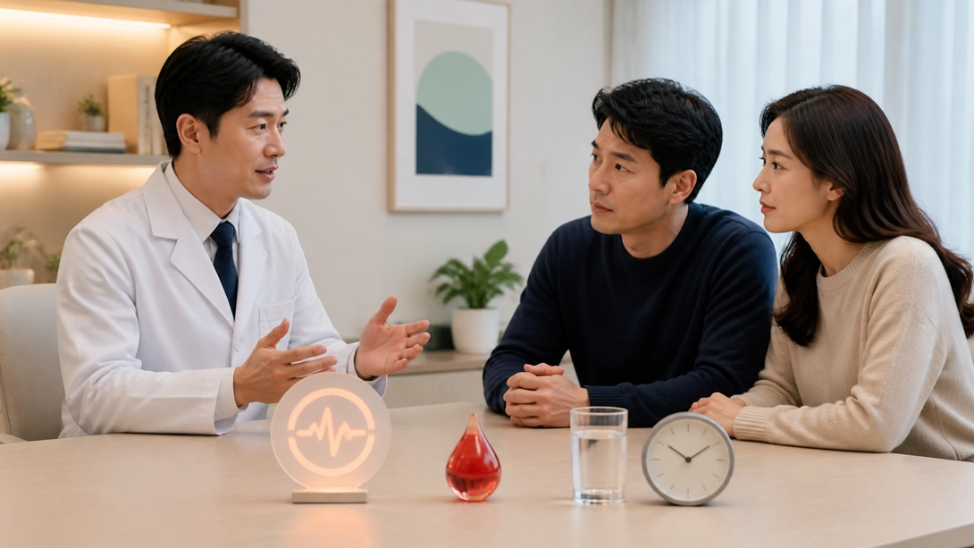 통증 혈정액 배뇨 변화 시간을 상징하는 비노출 의료 이미지