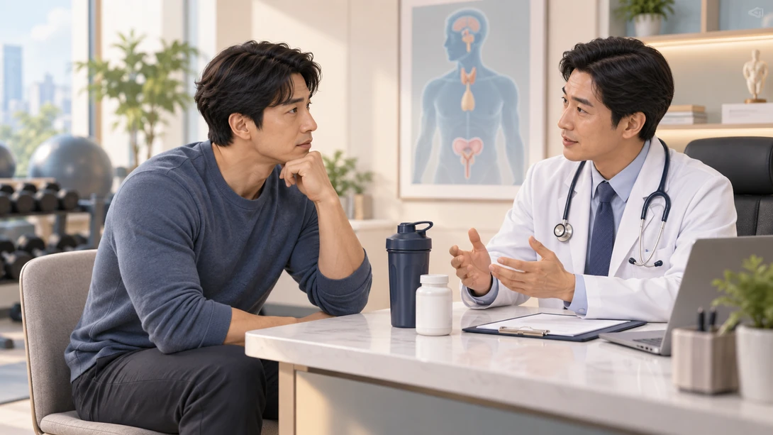 스테로이드 사용 뒤 성욕 변화를 의료진과 상담하는 장면
