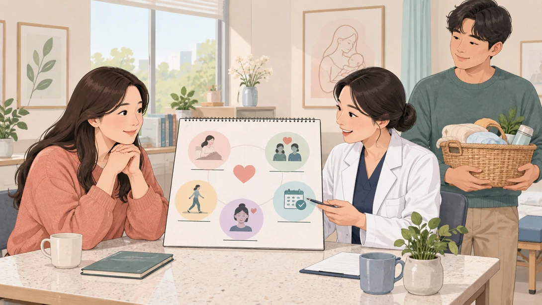 10 follow up plan 회복 기록과 돌봄 분담 재평가 계획을 의료진과 확인하는 장면